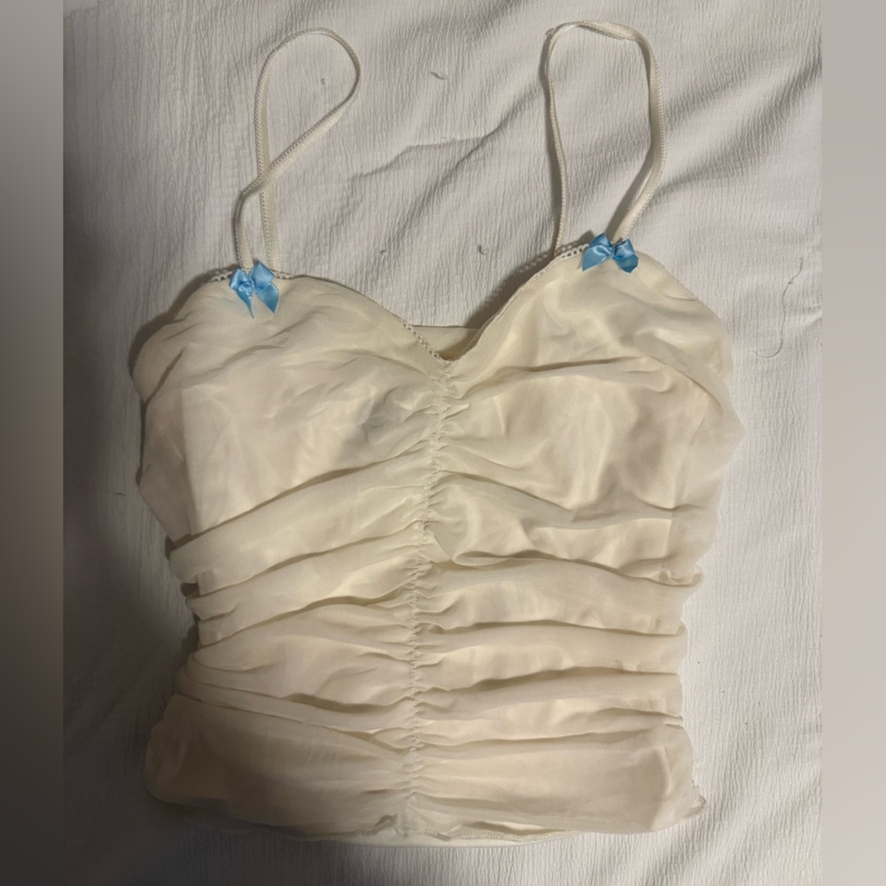 Urban Outfitters Cream Bustier with Blue Details